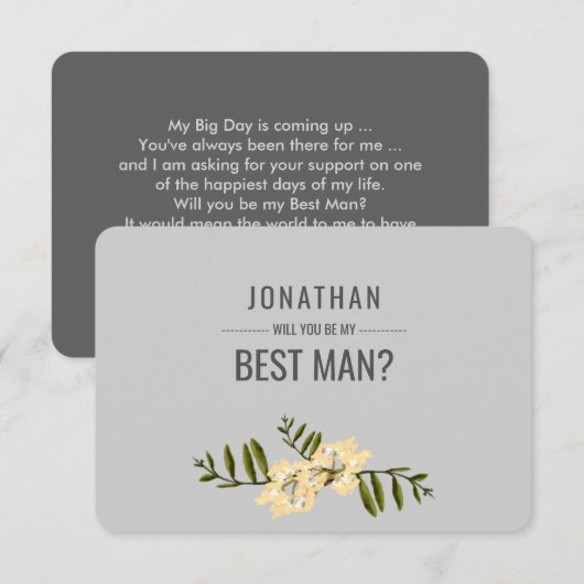 Invitation Seras-tu mon Meilleur Homme ? Aquarelle gris (Devant / Derrière)