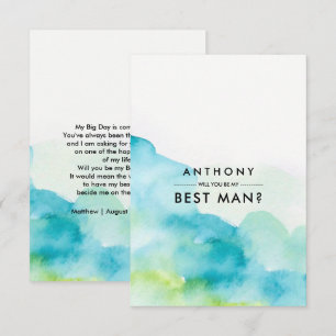 Invitation Seras-tu mon Meilleur Homme ? Aquarelle moderne