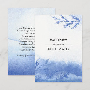 Invitation Seras-tu mon Meilleur Homme ? Branches Blue Winter