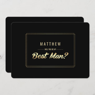 Invitation Seras-tu mon Meilleur Homme ? Mariage d'or noir