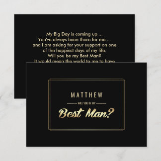 Invitation Seras-tu mon Meilleur Homme ? Mariage d'or noir