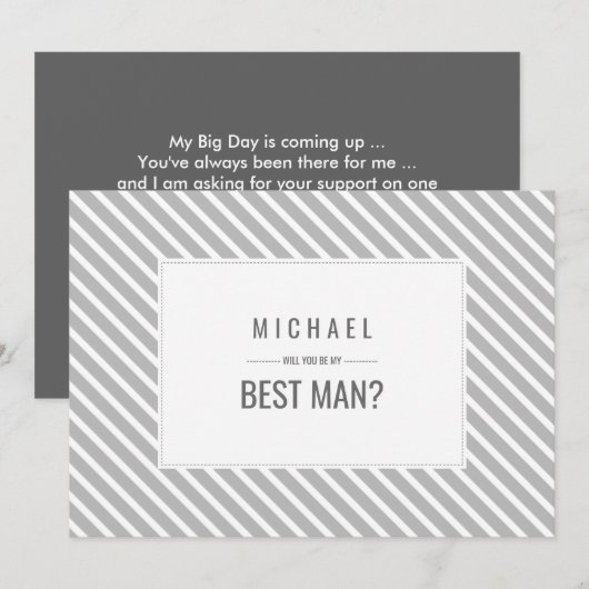Invitation Seras-tu mon Meilleur Homme ? Motif Gris (Devant / Derrière)