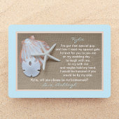 Invitation Seras-Tu Mon Porte-Maid Beach Bleu Burlap Look