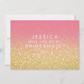 Invitation Seras-Tu Mon Porte-Mresse Gold Pink Ombre
