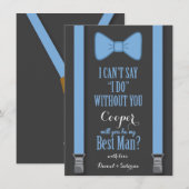 Invitation Seras-tu mon témoin - Bretelles bleues (Devant / Derrière)