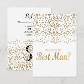 Invitation "Seras-tu mon témoin ?" Confettis dorés faux (Devant / Derrière)