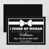 Invitation Seras-Tu Mon Témoin Cravate Noire Et Blanche (Devant / Derrière)