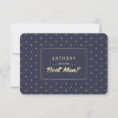 Invitation Seras-tu mon témoin ? Mariage Navy Blue Gold (Devant)