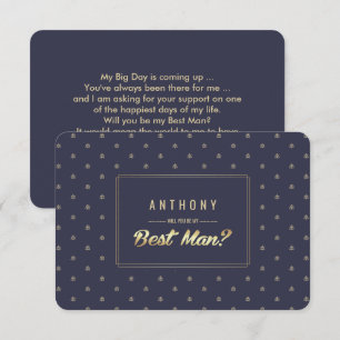 Invitation Seras-tu mon témoin ? Mariage Navy Blue Gold