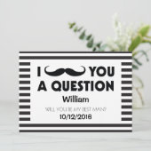 Invitation Seras-tu mon témoin Moustache Rayures Noires (Debout devant)