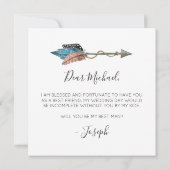 Invitation Seras-tu mon témoin Rustique Bohème Plumes (Dos)