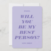 Invitation Seras-tu mon témoin ? Texte moderne lavande (Devant)