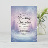 Invitation Sérénade de mariage Lavande Chute de neige d'hiver (Debout devant)