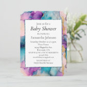Invitation Serendipity Crystal Aqua Baby shower bleu violet (Debout devant)