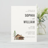 Invitation Serene Beige Rustic Cabin (Debout devant)