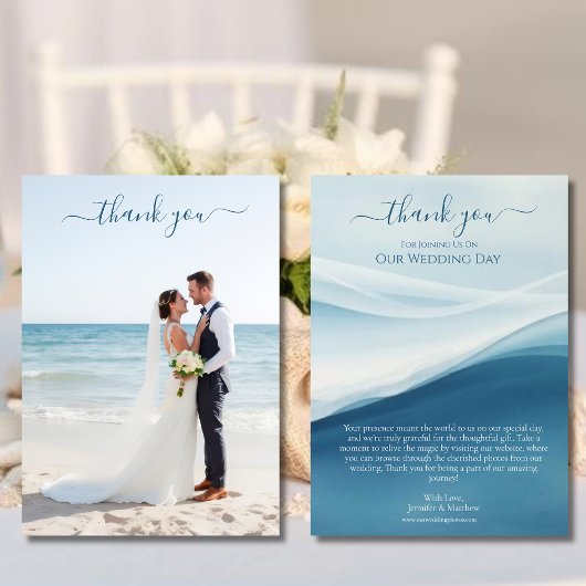 Invitation Serene Blue Abstract Wedding Thank You Card