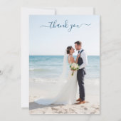 Invitation Serene Blue Abstract Wedding Thank You Card (Dos)