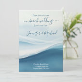 Invitation Serene Blue Beach Wedding-All In One (Debout devant)
