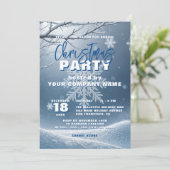 Invitation Serene Blue Frosty Élégance Noël (Debout devant)