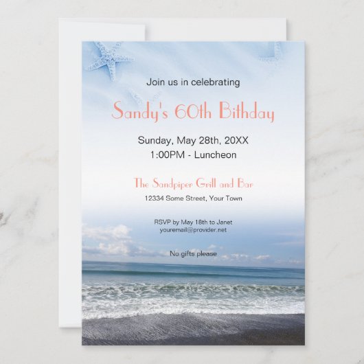 Invitation Serene Blue Ocean (Devant)