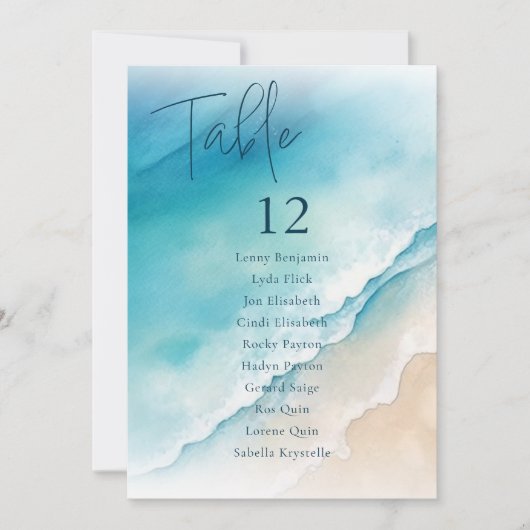 Invitation Serene Blue Ocean Beach Table Chart (Devant)