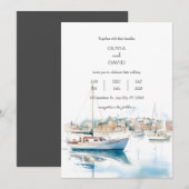Invitation Serene Coastal Town Voiliers Harbour Beach Wedding (Devant / Derrière)