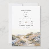 Invitation Serene Dawn Côtière Path Watercolor Beach Wedding (Devant)