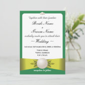 Invitation Serene Emerald & Yellow Pearl Ribbon Mariage photo (Debout devant)