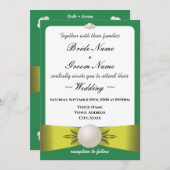 Invitation Serene Emerald & Yellow Pearl Ribbon Mariage photo (Devant / Derrière)