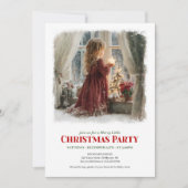 Invitation Serene girl awaits Santa editable Christmas invite (Devant)