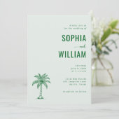 Invitation Serene Mint Palm Tree Wedding (Debout devant)
