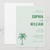 Invitation Serene Mint Palm Tree Wedding (Devant / Derrière)