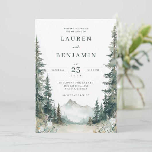 Invitation Serene Mountain Wedding (Debout devant)