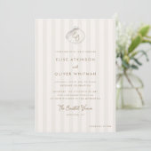 Invitation Serene Shell Monogram Coastal Stripes Wedding (Debout devant)