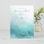 Invitation Serene Teal Watercolor Waves (Debout devant)