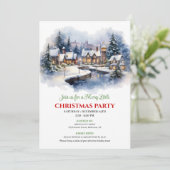 Invitation Serene watercolor Christmas scene festive city (Debout devant)