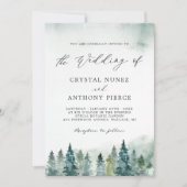 Invitation Serene Winter Forest Pine Trees Mariage (Devant)
