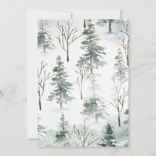 Invitation Serene Winter Forest Pine Trees Mariage (Dos)