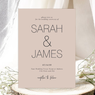 Invitation Sérénité | Mariage de typographie simple rose