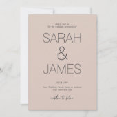Invitation Sérénité | Mariage de typographie simple rose (Devant)