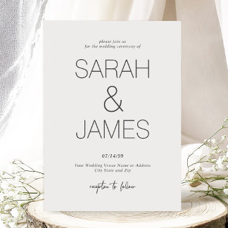 Invitation Sérénité | Mariage minimal blanc simple