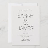 Invitation Sérénité | Mariage minimal blanc simple (Devant)