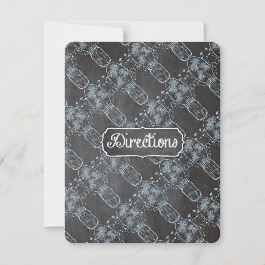 Invitation Sérénité Rustique Bleu Mariage Pot Mason Ardoise (Devant)