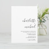 Invitation SERENITY Moderne Écriture Minimaliste Mariage (Debout devant)