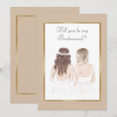 Invitation Serez-Vous Demoiselle D'Honneur Mariage Or (Devant / Derrière)