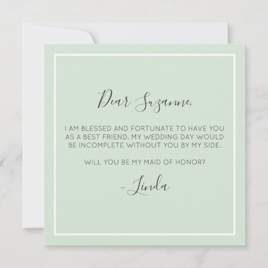 Invitation Serez-vous domestique d'honneur rustique Coton Sud (Dos)