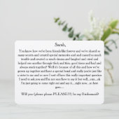 Invitation Serez-vous, je vous prie, ma servante d'honneur ? (Debout devant)