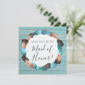 Invitation Serez-vous la femme d'honneur des plumes rustiques (Debout devant)