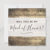 Invitation Serez-vous la servante d'honneur Mariage rustique (Devant)