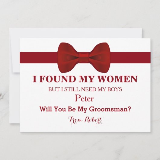 Invitation Serez-Vous Ma Cravate Groomsman Red Bow (Devant)